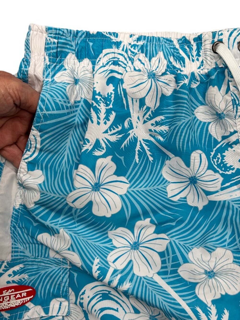 INGEAR Men's Blue White Floral Hawaiian Swim Board Trunks Shorts Size XL - Picture 3 of 8